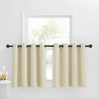 Nicetown Farmhouse Tiers Short Curtains For Smal Window, Small Window Room Darkening Curtain Tiers Thermal Insulated Window Treatment Grommet Valance Curtains, 1 Pair, Light Beige, 52' W X 30' L