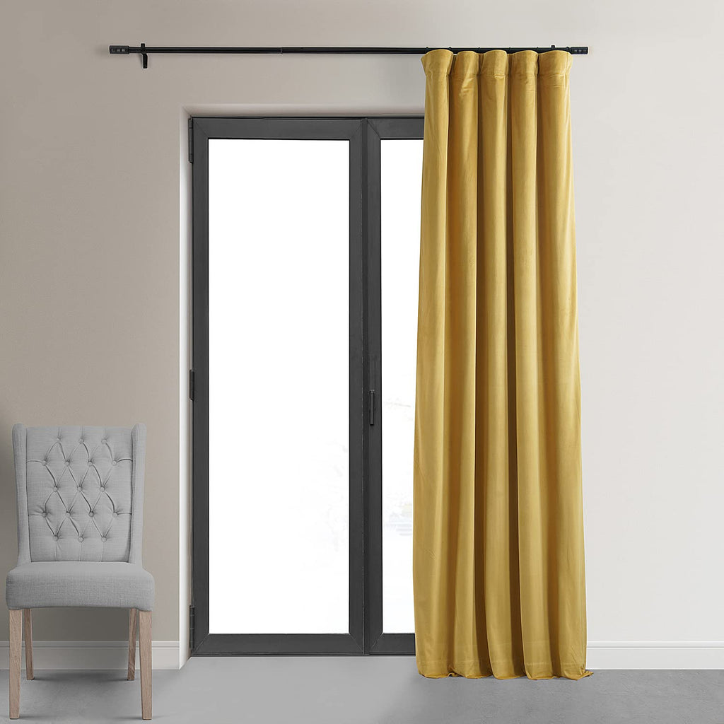 Hpd Half Price Drapes Signature Velvet Thermal Blackout Curtains For Living Room 96 Inch Long (1 Panel) Rod Pocket Insulated Blackout Curtains For Bedroom Window Curtains, 50W X 96L, Fool'S Gold