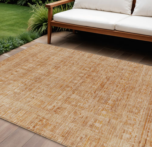 10 X 14 Coral And Peach Abstract Washable Indoor Outdoor Area Rug