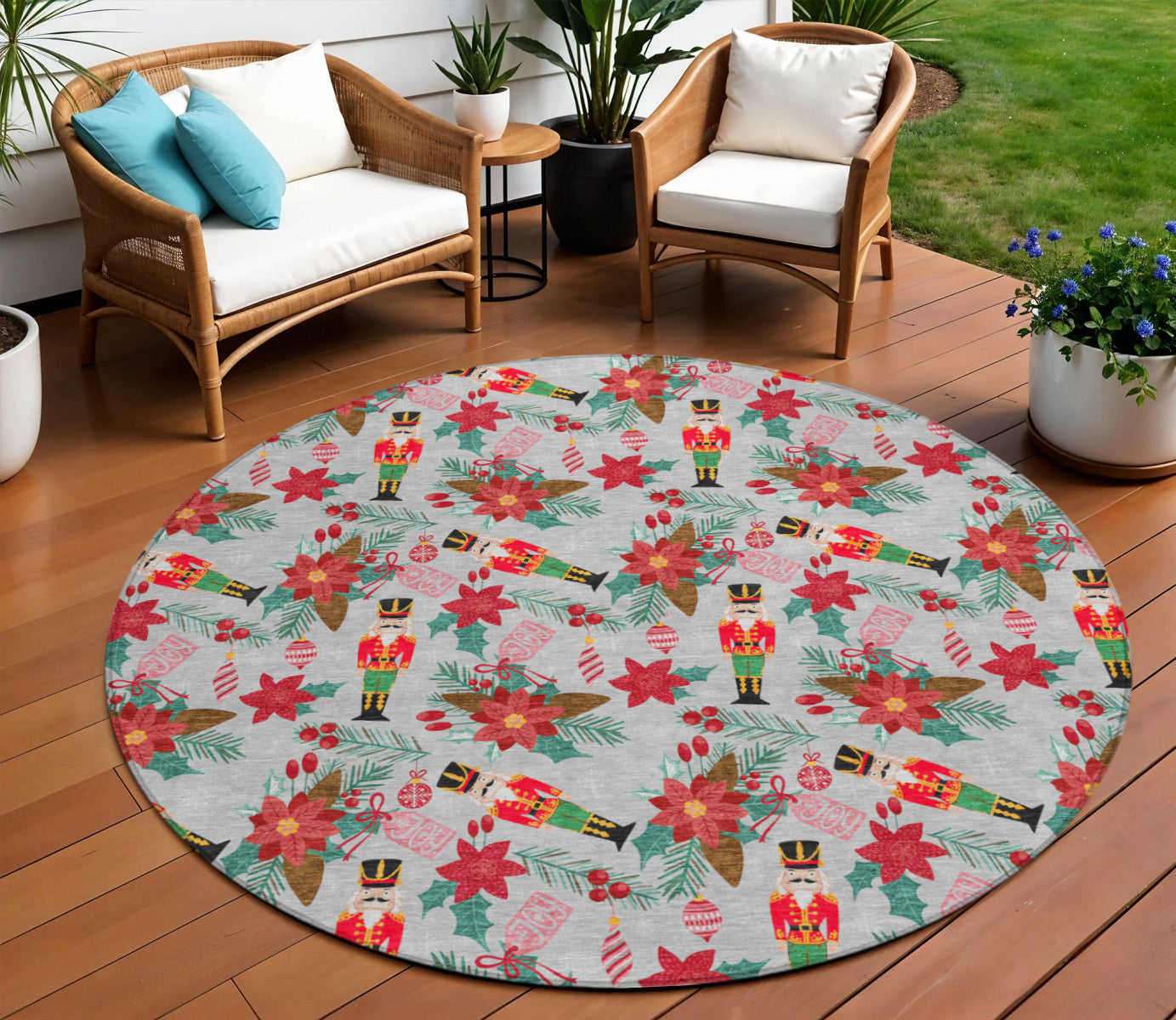 8 Silver Red Black Pink And Brown Round Floral Washable Indoor Outdoor Area Rug
