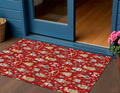 3 X 5 Red Gold Black And Gray Nutcracker Washable Indoor Outdoor Area Rug