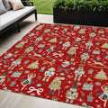 5 X 8 Red Gold Black And Gray Nutcracker Washable Indoor Outdoor Area Rug