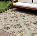 8 X 10 Beige Brown And Ivory Stars Washable Indoor Outdoor Area Rug