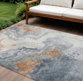 8 X 10 Gray And Rust Abstract Washable Indoor Outdoor Area Rug