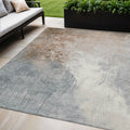 5 X 8 Rust And Gray Abstract Washable Indoor Outdoor Area Rug