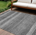 9 X 12 Gray And Silver Aztec Washable Indoor Outdoor Area Rug