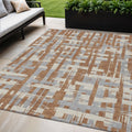 5 X 8 Rust Gray And Ivory Striped Washable Indoor Outdoor Area Rug