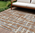 9 X 12 Rust Gray And Ivory Striped Washable Indoor Outdoor Area Rug