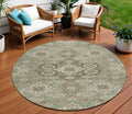 8 Sage Copper And Ivory Round Medallion Washable Indoor Outdoor Area Rug