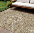 8 X 10 Taupe Copper And Beige Medallion Washable Indoor Outdoor Area Rug