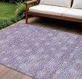 8 X 10 Purple And Ivory Floral Washable Indoor Outdoor Area Rug