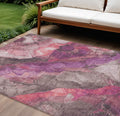8 X 10 Blush And Purple Floral Washable Indoor Outdoor Area Rug
