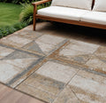 8 X 10 Copper And Gray Geometric Washable Indoor Outdoor Area Rug