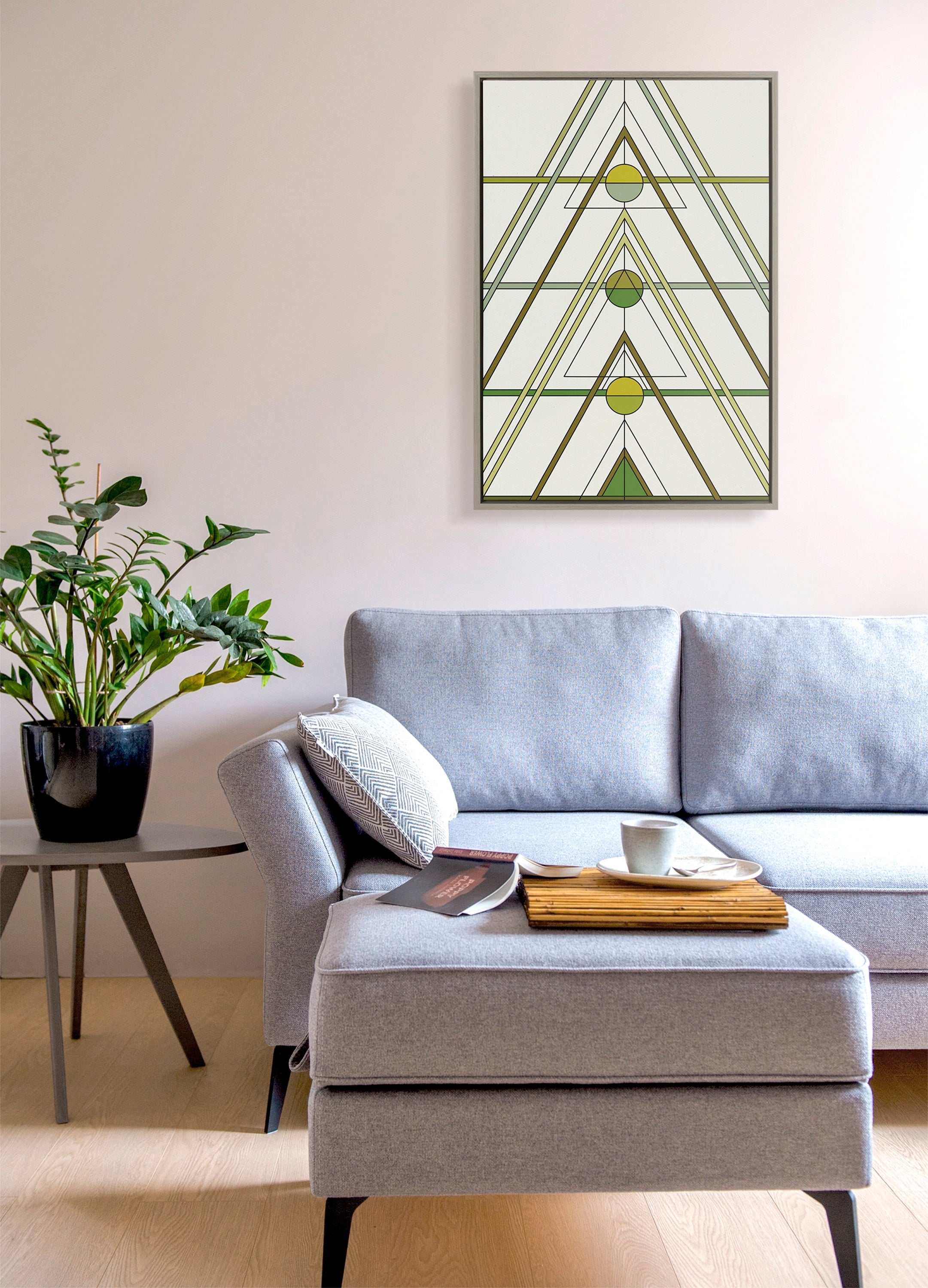 Sylvie Mid Century Modern Retro Tree Framed Canvas by The Creative Bunch Studio