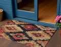 3 X 5 Rust And Charcoal Aztec Washable Indoor Outdoor Area Rug