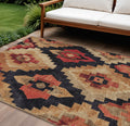 10 X 14 Rust And Charcoal Aztec Washable Indoor Outdoor Area Rug