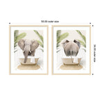 Elephant Palm Bathtub 2 Piece Framed Wall Art Print Set by Amy Peterson