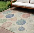9 X 12 Ivory And Peach Geometric Washable Indoor Outdoor Area Rug