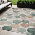 5 X 8 Salmon Green And Peach Geometric Washable Indoor Outdoor Area Rug