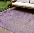 10 X 14 Purple And Beige Abstract Washable Indoor Outdoor Area Rug