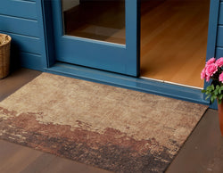 3 X 5 Rust And Copper Abstract Washable Indoor Outdoor Area Rug