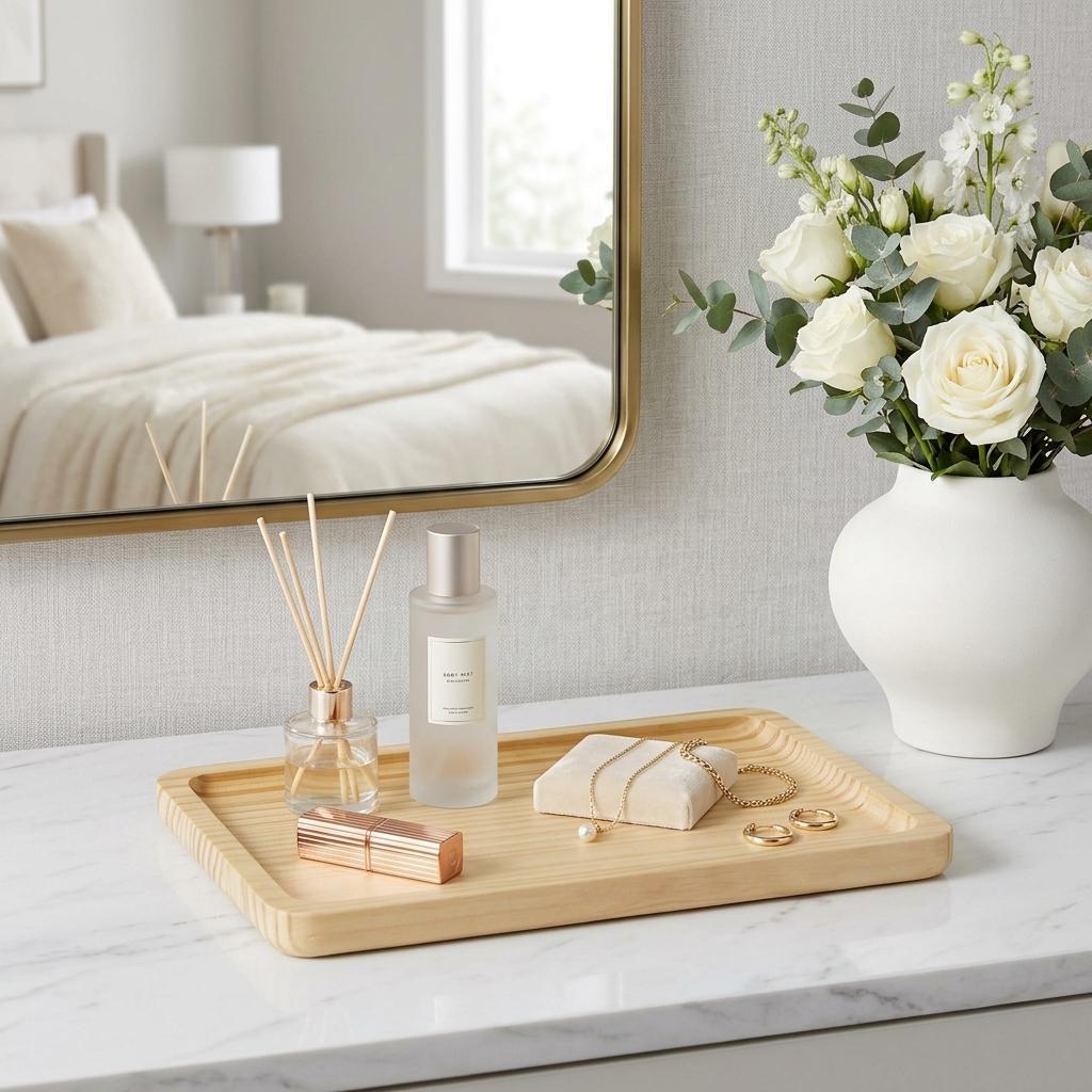 12 Natural Solid Wood Handmade Vanity Tray