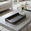 16 Black And Gold Geometric Print Handmade Serving Tray