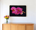 24'' Pink Black And Gold Solid Wood and Acrylic Silent Orchids Floral Wall Clock