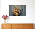 24'' Beige Gold And Gray Solid Wood and Acrylic Silent Analog Floral Wall Clock