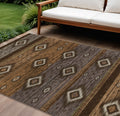 10 X 14 Chocolate Copper And Gray Tribal Washable Indoor Outdoor Area Rug