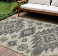 9 X 12 Beige And Gray Tribal Washable Indoor Outdoor Area Rug