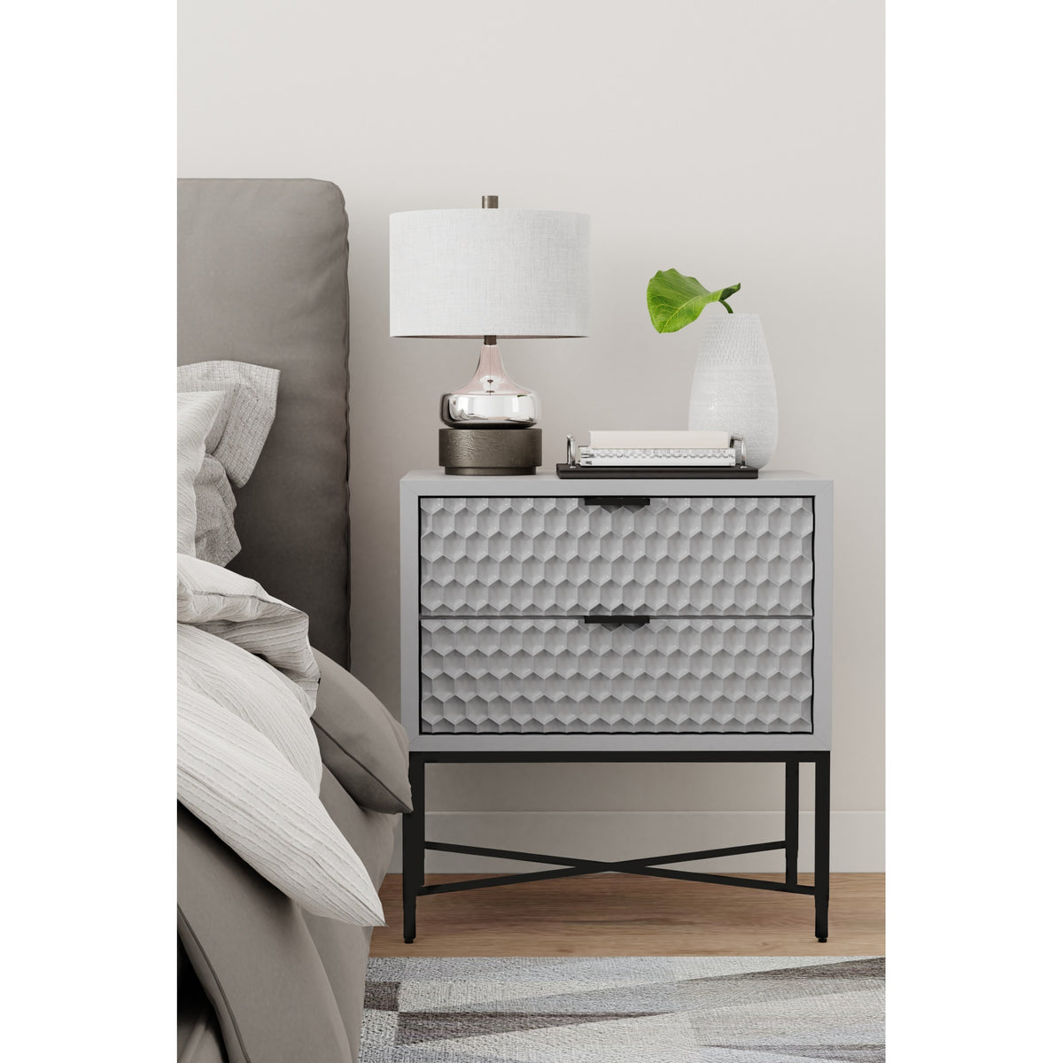 Milo Nightstand (Light Slate Grey)