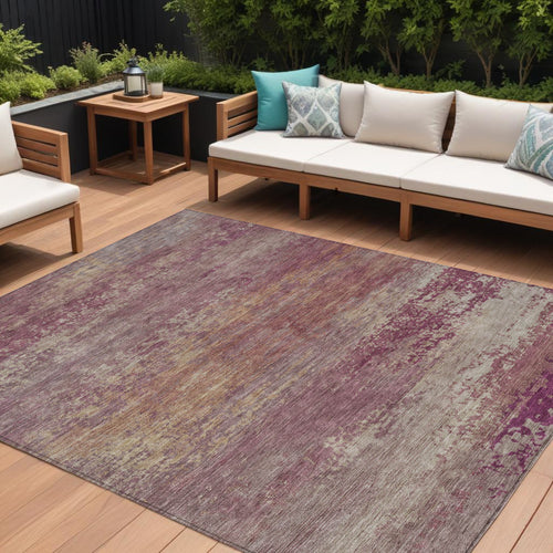 10 X 14 Merlot Beige And Blush Abstract Washable Indoor Outdoor Area Rug