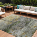 9 X 12 Olive Green Gold And Gray Abstract Washable Indoor Outdoor Area Rug
