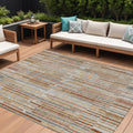 8 X 10 Rust And Ivory Striped Washable Indoor Outdoor Area Rug