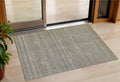 3 X 5 Khaki And Beige Striped Washable Indoor Outdoor Area Rug