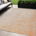 5 X 8 Orange And Silver Abstract Washable Indoor Outdoor Area Rug