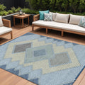 10 X 14 Denim Blue Gray And Brown Geometric Washable Indoor Outdoor Area Rug