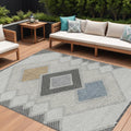 8 X 10 Gray Gold And Charcoal Geometric Washable Indoor Outdoor Area Rug