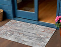 3 X 5 Copper And Gray Abstract Washable Indoor Outdoor Area Rug