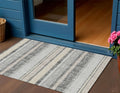 3 X 5 Black And Silver Striped Washable Indoor Outdoor Area Rug