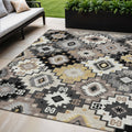 5 X 8 Black Wheat And Gray Southwestern Washable Indoor Outdoor Area Rug