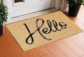 24 X 36 Natural And Black Hello Distressed Outdoor Coir Door Mat