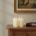Set of Four Ivory Unscented Candle Flameless Pillar Candles