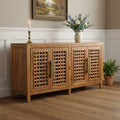 71 Brown Solid Wood Carved Geometric Sideboard with Four Doors