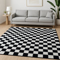 7 X 10 Black And White Checkered Area Rug