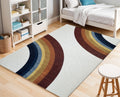 5 X 8 Red Orange And Blue Juvenile Rainbows Youthful Area Rug