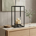 16 Black And Clear Metal And Glass Tabletop Candle Holder