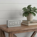 4 Gray And White Metal Home Hand Painted Tabletop Sign