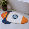 2 X 3 Orange And White Spaceships Youthful Washable Area Rug